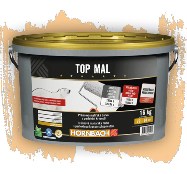Prémiová barva na zeď Top Mal HORNBACH bílá bez konzervantů 16 kg